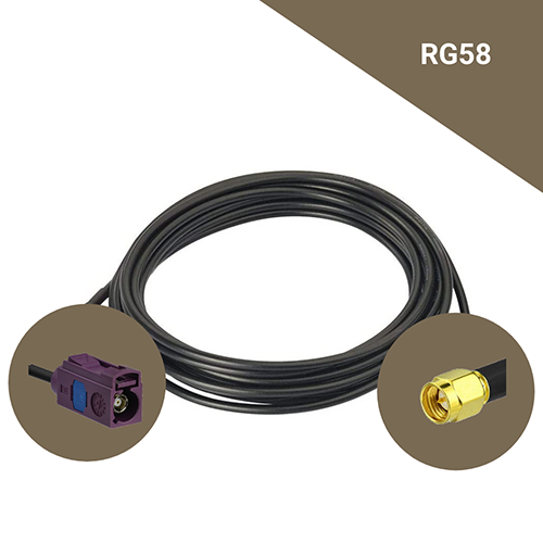 Câble coaxial RG58 faibles pertes de 5m